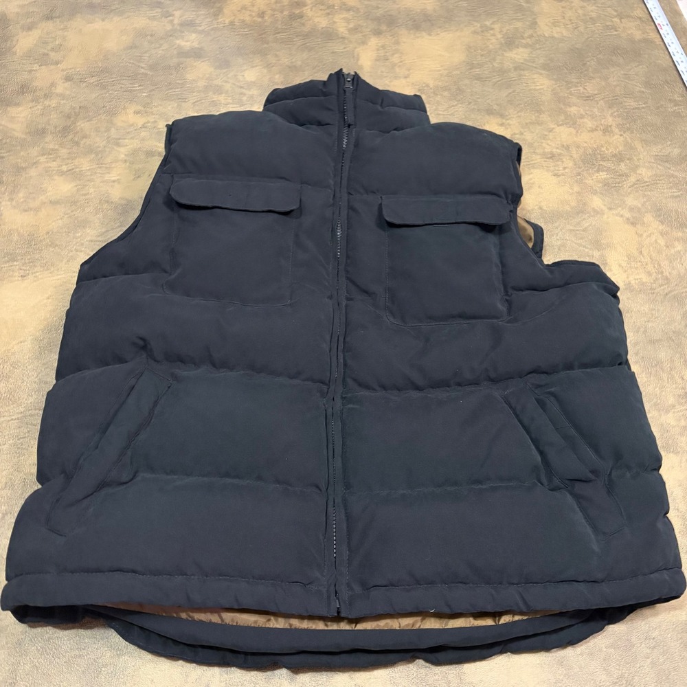 St. John's Bay Puffer Vest Mens Large Black Quilted Full Zip Pocketed Outerwear